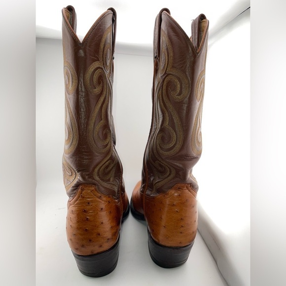 Vintage Tony Lama Exotic Ostrich Quill Western Cowboy Boots 8 D Made in USA - Picture 7 of 14